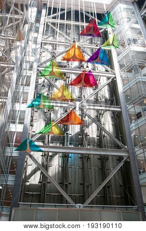 DETROIT, MI - MAY 8: Looking from the ground at one of Detroit's new office buildings, One Campus Martius, Headquaters of Compuware and Quicken Loans. Detroit is starting a renaissance with new enthusiasm, investment and business.