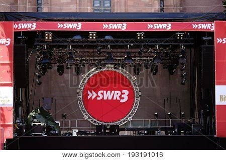 MAINZ, GERMANY - JUNE 26: An established concert stage of the SWR on the festival Mainz Johannes Night on June 26 2017 in Mainz.