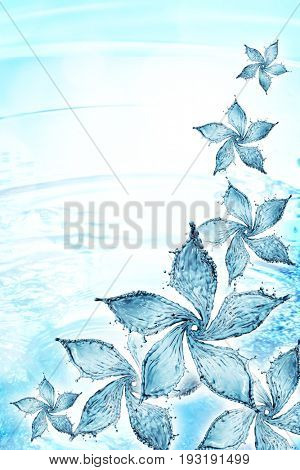 flower made of water splash. 3d rendering