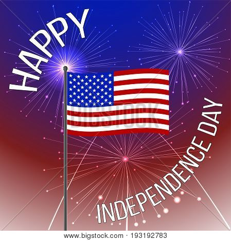 Independence day background with American flag and fireworks. independence day, vector illustration.