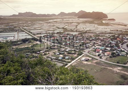 Top view of Khao Dang Viewpoint, Sam Roi Yod National park, Phra Chaup Khi Ri Khun Province in Middle of Thailand.