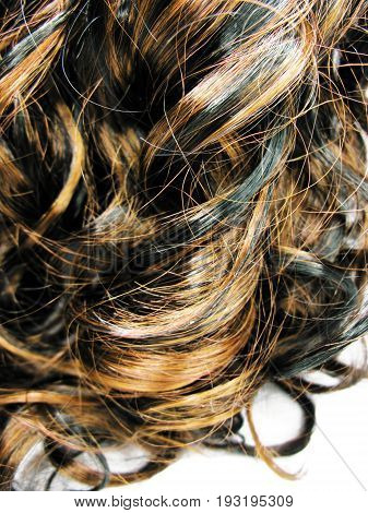 black and gingery curly highlight hair texture abstract background
