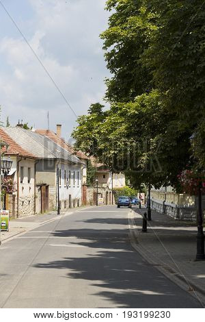 TOKAJ, HUNGARY. 24 JUNE, 2017: Streets of the medieval wine town of Tokaj in the province of Hungary