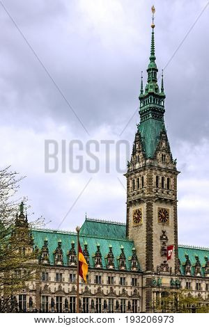 Hamburg town hall (Rathous) and square, Germany