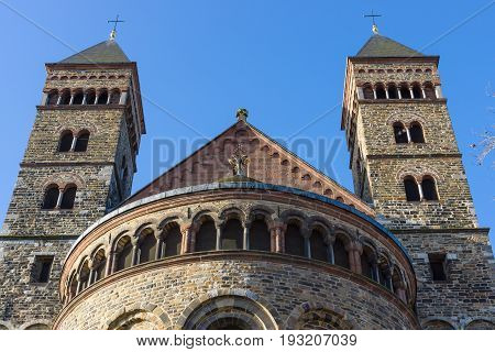 The Netherands. Maastricht. Vrijthof square. Basilica of Saint Servatius. It was built around the year 1000 AD.