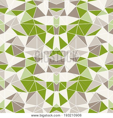Abstract seamless background of polygonal shapes. Kaleidoskope style pattern. White contours.
