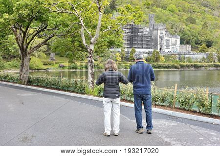 Kylemore Abbey, Pollacappul, Connemara, Co. Galway,  Ireland June 2017, Tourists Looking At The Kyle