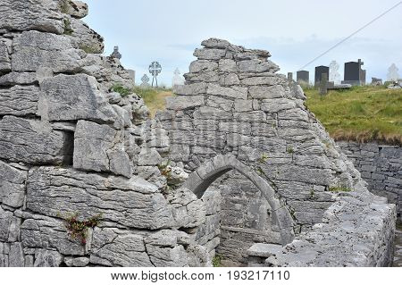 Co Galway , Ireland June 2017, The Aran Islands,teampall Caomhán.