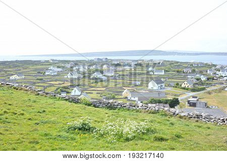 Co Galway , Ireland June 2017, The Aran Islands,view Of The An Tra Island From The Hills