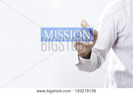 Businessman draw mission concept. business compamy growth.