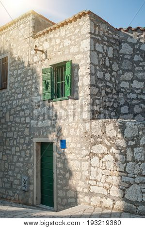 Facade Of A Stone House At Coastal Old Town