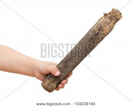 stick in children's hand on white . A photo