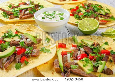 Delicious Tacos Lengua On Corn Tortilla