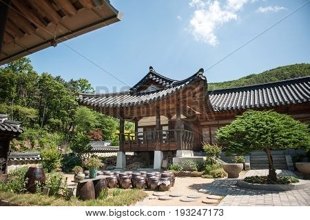 Yongin City, South Korea - June 29, 2017:  Beautiful Traditional Architecture. Photo Taken On June 2