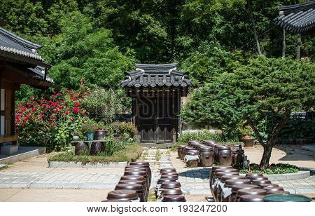 Yongin City, South Korea - June 29, 2017:  Beautiful Traditional Architecture. Photo Taken On June 2