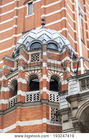 Westminster Cathedral Catholic Church neo-Byzantine style London United Kingdom. It is the largest Catholic church in England and Wales and the seat of the Archbishop of Westminster.