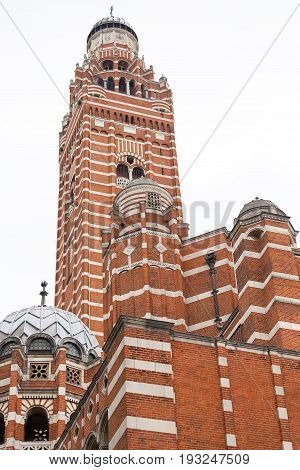 Westminster Cathedral Catholic Church neo-Byzantine style London United Kingdom. It is the largest Catholic church in England and Wales and the seat of the Archbishop of Westminster.