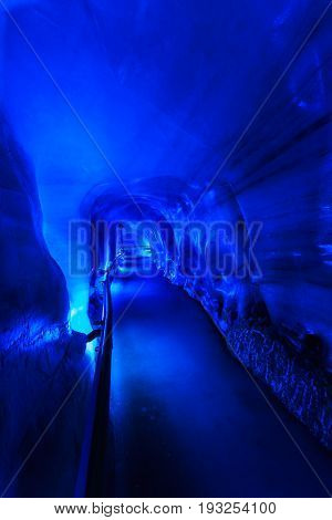 The glacier cave in Mt. Titlis area Engelberg Switzerland.