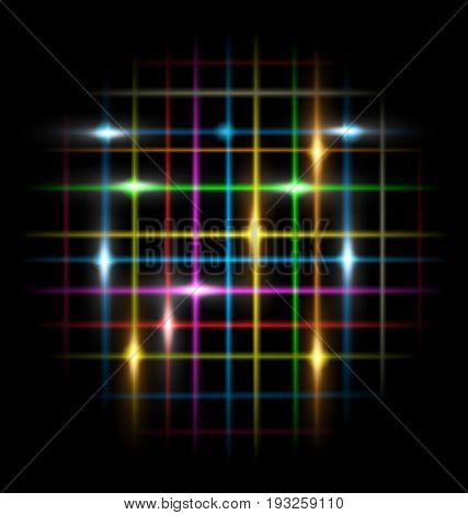 dark background and abstraction colored neon lines
