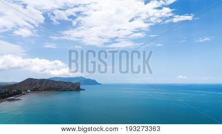 Cape Alchak with a bird's eye   bright daytime landscape journey the Crimea