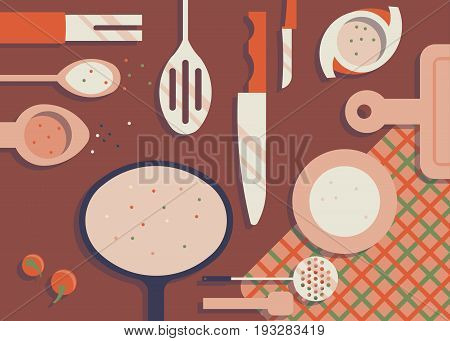 Kitchen appliances on the table. Vector illustration