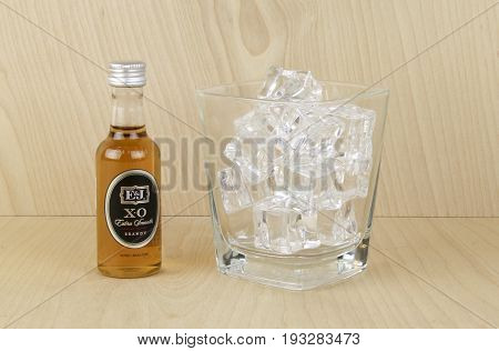 Spencer WisconsinJune 28 2017 Bottle of E&J XO Brandy E&J is an American made brandy founded in 1975