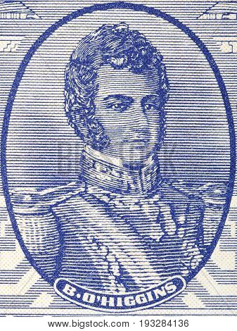 Bernardo O'Higgins Riquelme portrait from Chilean money