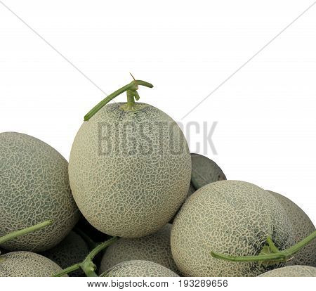Melon or Cantaloupe fruit new harvest plucked from the garden isolated on white background with clipping path.