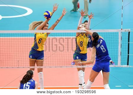 Rio de Janeiro Brazil - august 14 2016: GONCHAROVA Nataliya (RUS) during volleyball game Brazil (BRA) vs Russia (RUS) in maracanazinho in the Olympics Games Rio 2016