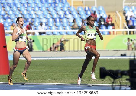 Rio de Janeiro Brazil - august 16 2016: Runner AYANA Almaz (ETH) during 5000m women's run in the Rio 2016 Olympics