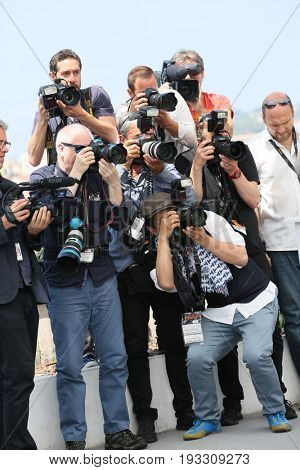 Photographers attend the 'The Merciless' photocall during the 70th annual Cannes Film Festival at Palais des Festivals on May 25, 2017 in Cannes, France.