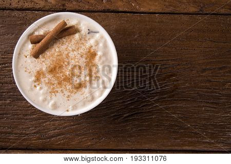 Brazilian Dessert Sweet Canjica Of White Corn With Pacoca Sweet In Bowl And Towel. Festa Junina Part