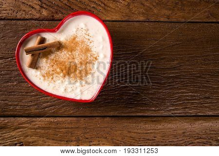 Brazilian Dessert Sweet Canjica Of White Corn With Pacoca Sweet In Bowl And Towel. Festa Junina Part