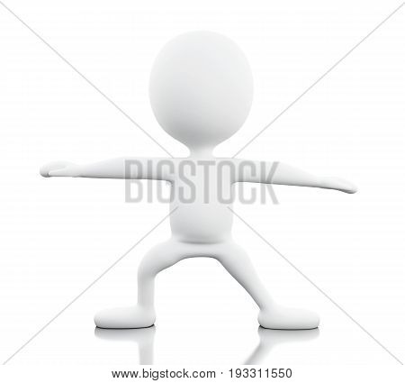 3d render image. Withe people doing yoga exercise. Relaxing concept. solated withe background