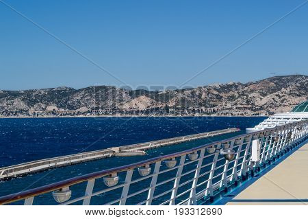 Mediterranean coast at Marseille viewed from a cruise ship