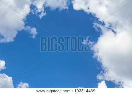 Bright blue sky and white clouds in clear weather appropriate for backgound