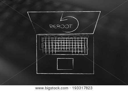 Laptop With Reboot Symbol On Screen