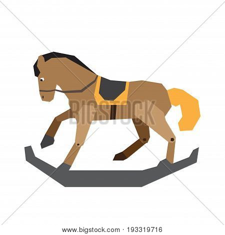 Isolated geometric wooden horse toy on a white background, Vector illustration