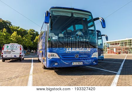 KIEL / GERMANY - 20 JUNE 2017: bus from german travel company Sammueller stands on a parking area.