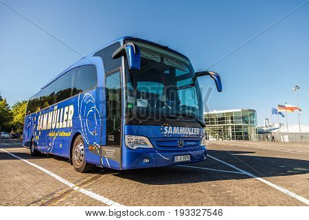 KIEL / GERMANY - 20 JUNE 2017: bus from german travel company Sammueller stands on a parking area.