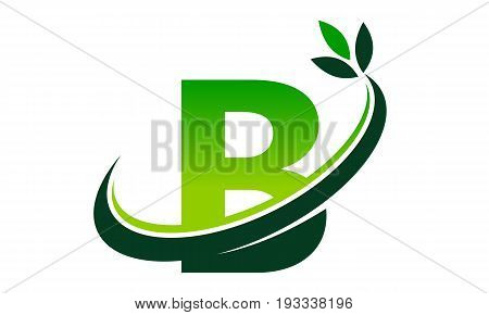 This image describe about Swoosh Leaf Letter B