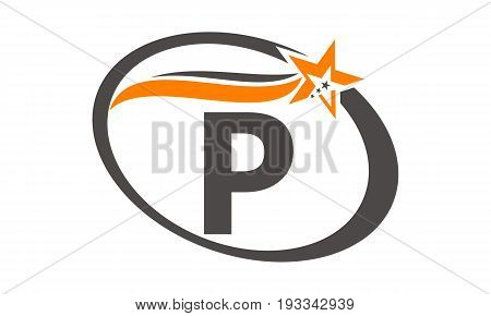 This image describe about Star Swoosh Letter P