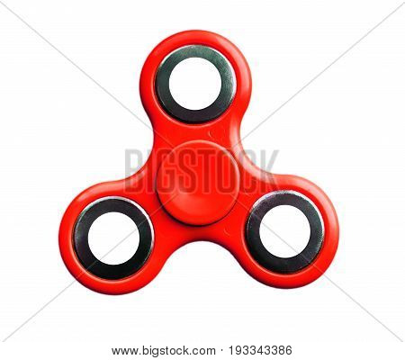 Red Fidget Spinner Isolated On White Background