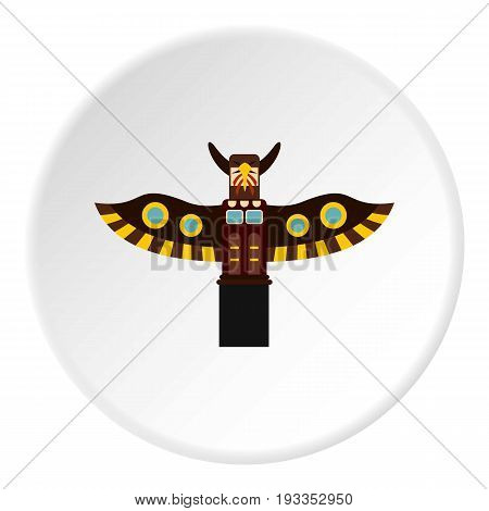 Indian totem pole in Stanley park, Canada icon in flat circle isolated on white vector illustration for web