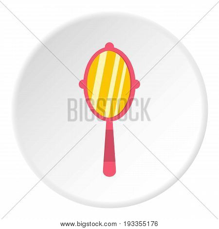 Hand mirror icon in flat circle isolated on white vector illustration for web