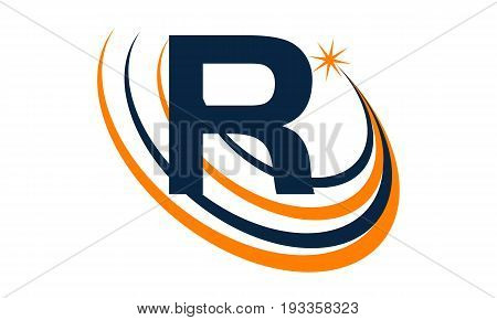 This image describe about Star Swoosh Letter R