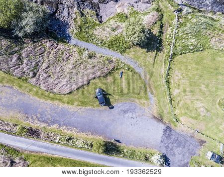 Aerial view of the coast between Gallanach and Oban, Argyll, Scotland