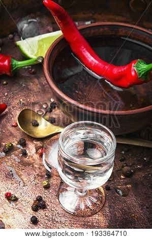 Alcoholic Drink With Red Pepper