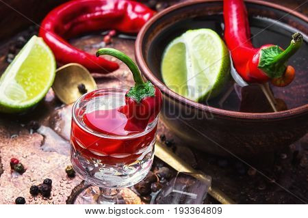 Alcoholic Drink With Red Pepper