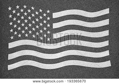 Asphalt texture background United States America flag